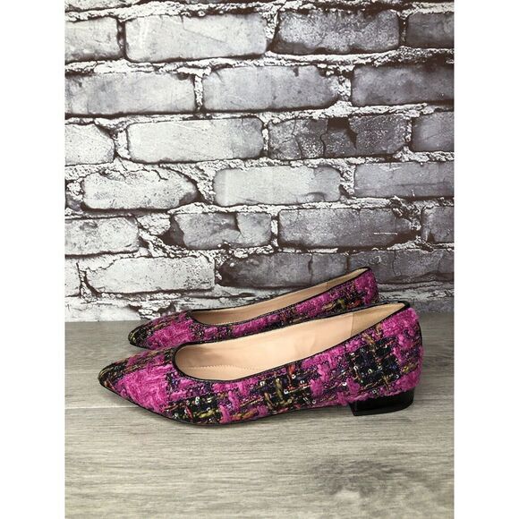 J. Crew K2904 Pink Fresh Berry Tweed Pointed Toe Flats Women’s Sz 7M US/38EU - Picture 12 of 16